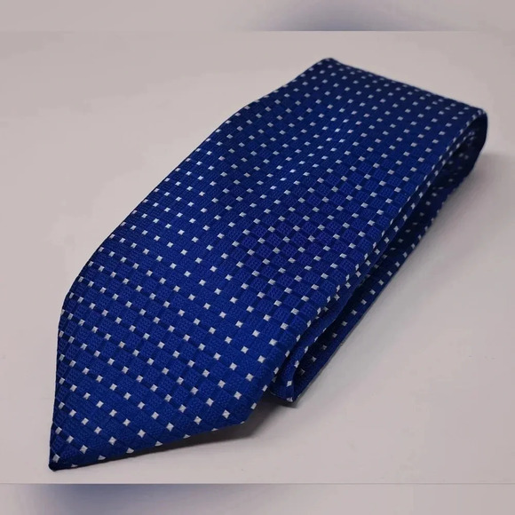 Donald Trump Signature Collection Men's Tie Neck Tie Blue Square Dotted Silk 58" - Picture 4 of 13